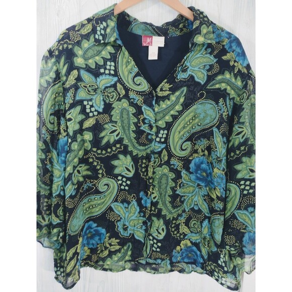 JM Collection Top Womens 16 Lined Flowy Boho Blouse Free Shipping - Picture 3 of 12